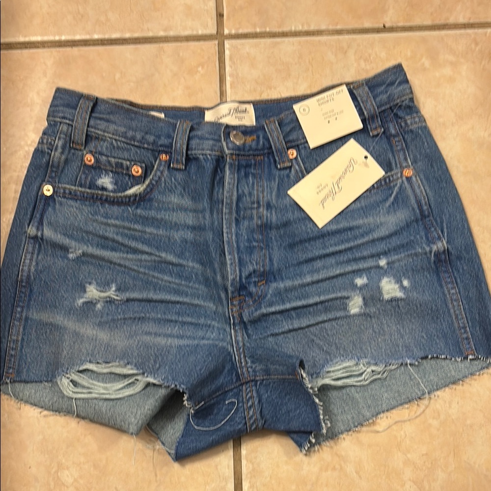 Blue Distressed Denim Shorts